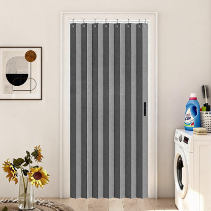Vatge Closet Door Curtain Room Divider Drapes, Pleated Folding Style Curtains for Doorways Curtain for Bedroom Without Door,1 Panel with Tieback, W39 x L78, Black