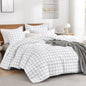 Andency Tan Gingham Comforter Set Twin, Brown Checkered Grid Plaid Bedding