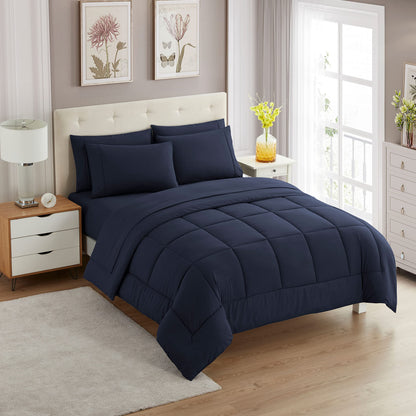 Full Size Comforter Set with Sheets - 7-Piece Bedding Collection - 1 Comforter, 1 Fitted Sheet, 1 Flat, 4 Pillowcases - Deep Pocket - Soft & Breathable Premium Quality - Ideal for All Seasons, Gray
