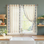 jinchan Beige Floral Linen Kitchen Tier Curtains 50x45 Inch 2 Panels