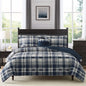 MaiRêve Plaid Queen Comforter Set Navy Blue 7 Pieces Bed in a Bag