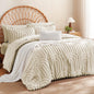 MR&HM Queen Comforter Set 7 Pieces, Fluffy Tufted Boho Beddding Set Beige