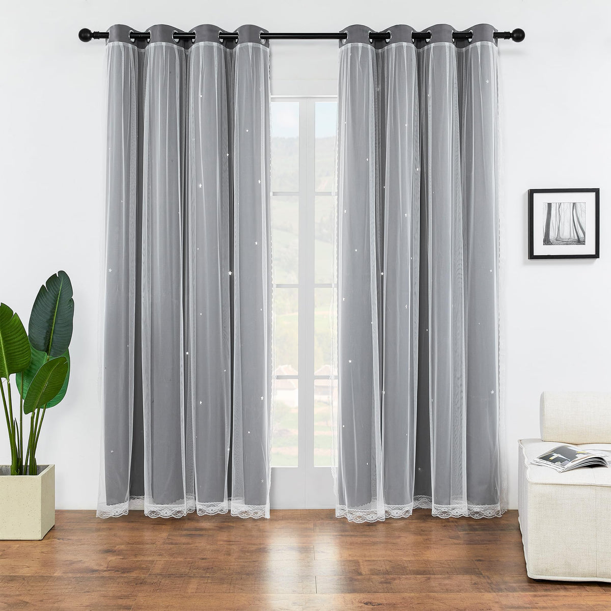 XiDi Blackout Curtains for Girls Bedroom Decor Pink Kids Rainbow Curtains