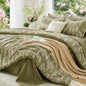 MUXHOMO Queen Comforter Set, 7-Piece Floral Bed in a Bag, Sage Green
