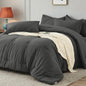 Queen Comforter Set 7 Piece - Black Soft Bed in a Bag Queen Size Comforter Sets, Lightweight Bedding Sets with Down Alternative Comforter, Flat Sheet, Fitted Sheet, 2 Pillowcases & 2 Shams