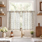 jinchan Linen Striped Tier Curtains for Kitchen Windows Green 26 x 24 inch