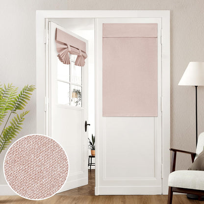HOMEIDEAS 100% Blackout Linen Door Curtains for French Door 26x68 Inch