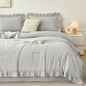 RYNGHIPY 5 Pcs Gingham Bedding Set Queen Yellow Ruffle Comforter Sets