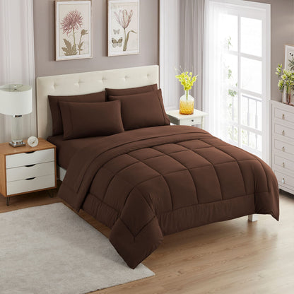 Full Size Comforter Set with Sheets - 7-Piece Bedding Collection - 1 Comforter, 1 Fitted Sheet, 1 Flat, 4 Pillowcases - Deep Pocket - Soft & Breathable Premium Quality - Ideal for All Seasons, Gray