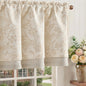 jinchan Linen Valance Curtain Farmhouse 16 Inch 1 Panel Blue on Beige