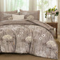 Yiran Queen Comforter Set, 7 Piece Floral Dark Green Dandelion Bed in a Bag