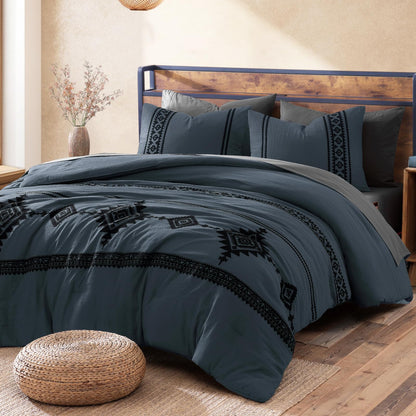 MaiRêve Embroidery Queen Comforter Set 7 Pieces Burnt Orange Bed in a Bag