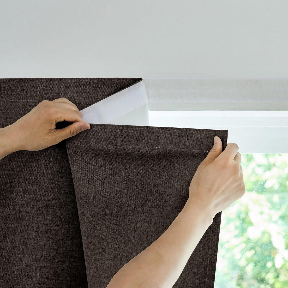Jilron Adhesive Curtain,100% Blackout Curtains, No Drilling, Suitable for Multi-Scenes Privacy Protection (Black - W35 × L60 in)
