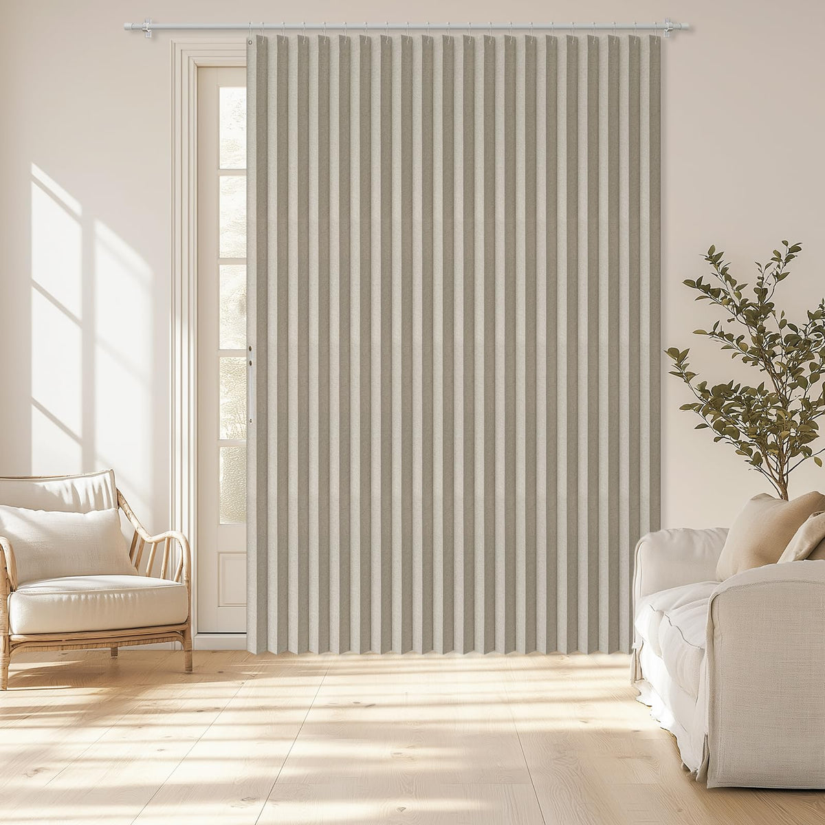 AJAZZ Blackout Accordion Door Magnetic Door Curtain Folding Closet Doors Curtain Invisible for Bedroom Room Living Room Doorway, Grey 42" W x 78" L, 1 Panel