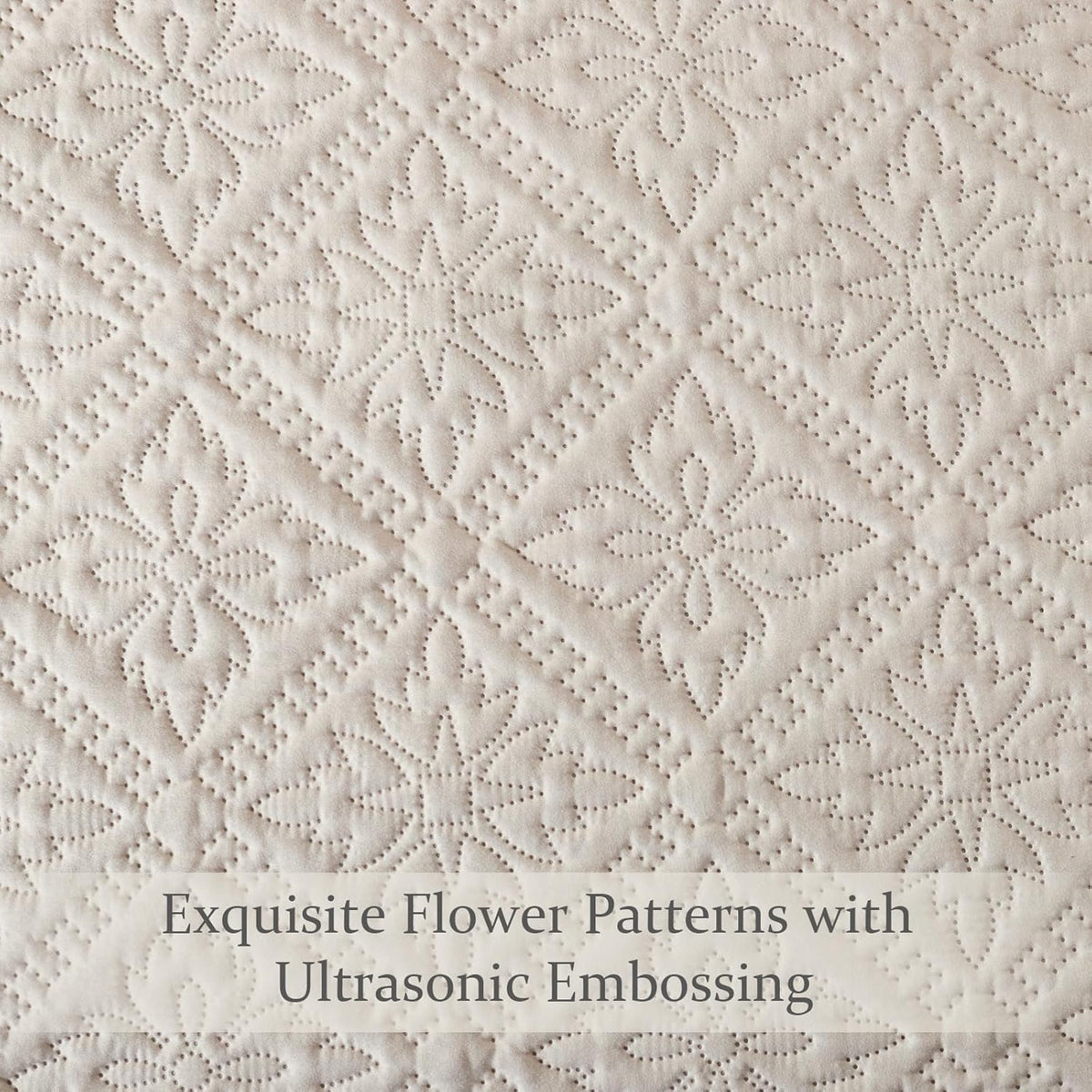 Exclusivo Mezcla Full Queen Quilt Set, Beige Cream