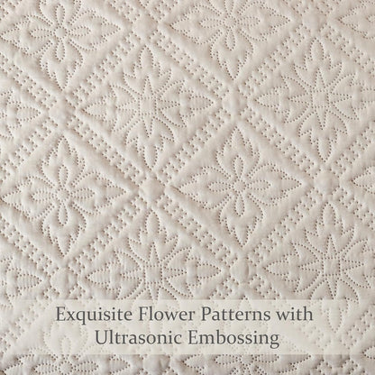 Exclusivo Mezcla Full Queen Quilt Set, Beige Cream