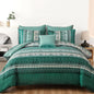 Cottolester Boho Comforter Set Queen Size 8 Piece Bed in a Bag Bohemian Striped Bedding Quilt Set Aqua Paisley Floral Comforter and Sheet Set,Soft Microfiber Complete Bedding Sets for All Season