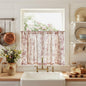 jinchan Floral Linen Kitchen Tier Curtains, 24 Inch, 2 Panels, Green