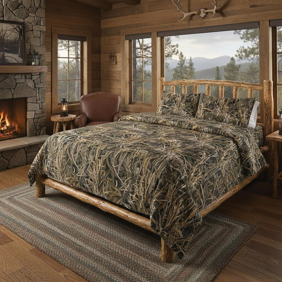 Northwest Realtree 5-Piece Queen Size Bed in a Bag Set, 1 Comforter, 1 Fitted Sheet, 1 Flat Sheet, 2 Pillowcases, All Seasons Bedding, MAX-7 Camo