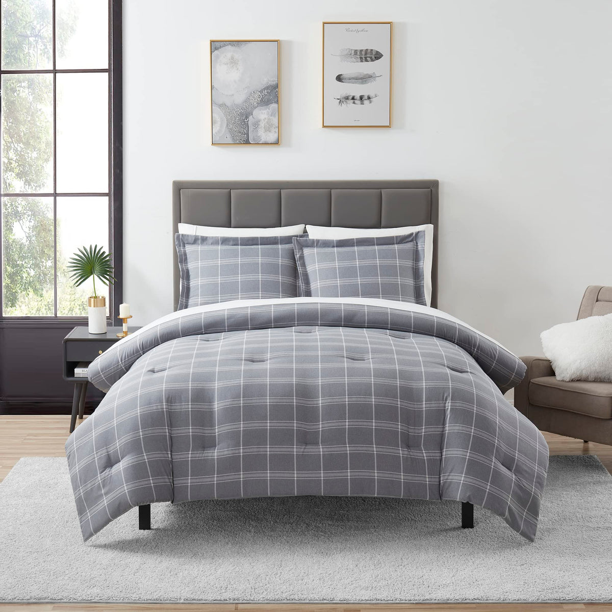 Full Size Comforter Set with Sheets - 7-Piece Bedding Collection - 1 Comforter, 1 Fitted Sheet, 1 Flat, 4 Pillowcases - Deep Pocket - Soft & Breathable Premium Quality - Ideal for All Seasons, Gray