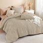 Litanika King Size Comforter Set, 3 Pieces Beige Tufted Boho Bedding Set