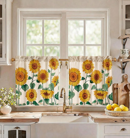 Miss Adola 36 Inch Length Kitchen Tier Curtains Pumpkin Leaf Cafe Curtains