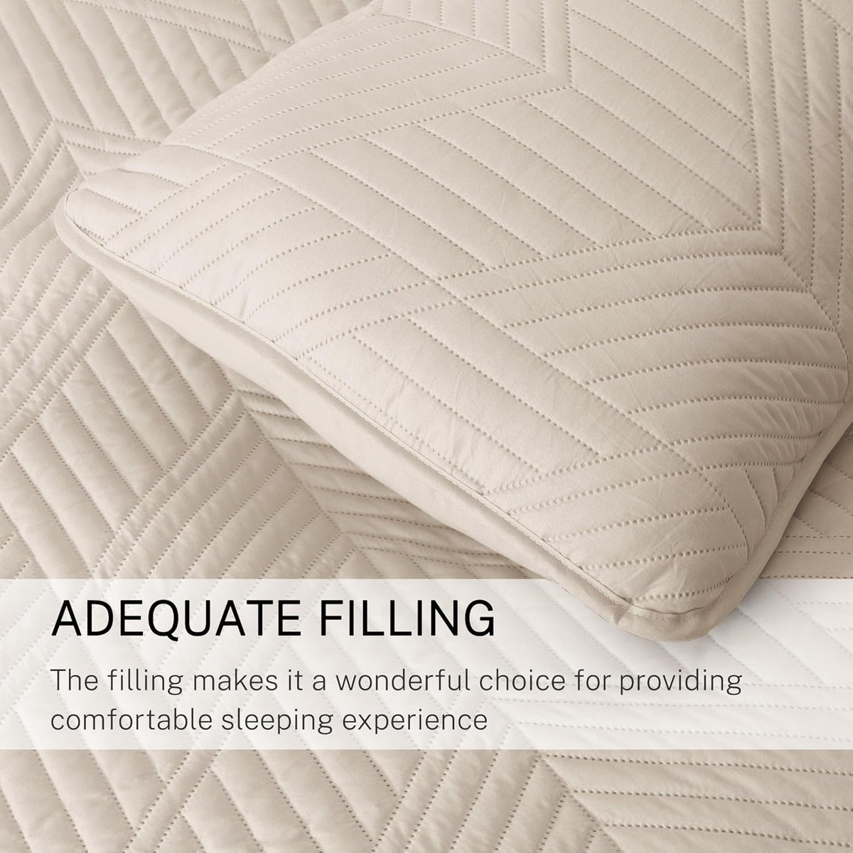 Exclusivo Mezcla Ultrasonic Full Queen Quilt Bedding Set, Beige Cream