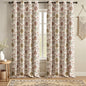 Boho Floral 100% Blackout Curtains 84 Inch 2 Panels Linen Texture