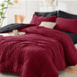 Queen Comforter Set - 7PCS Bed in a Bag, Seersucker Bedding Set, Beige
