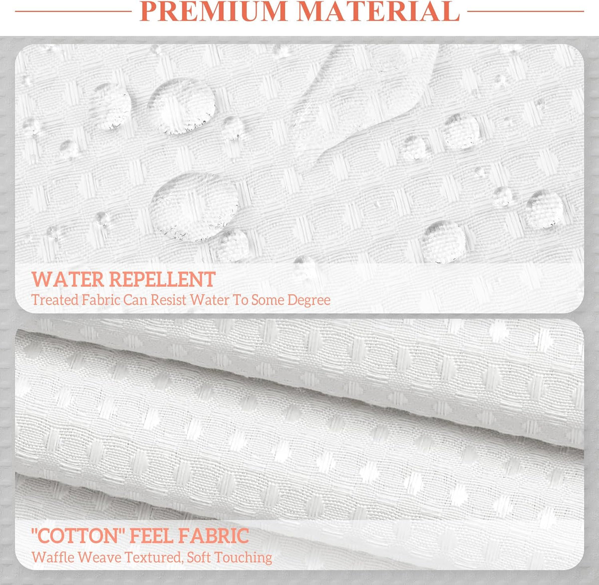 Barossa Design Waffle Weave White Shower Curtain Hotel, Standard Size