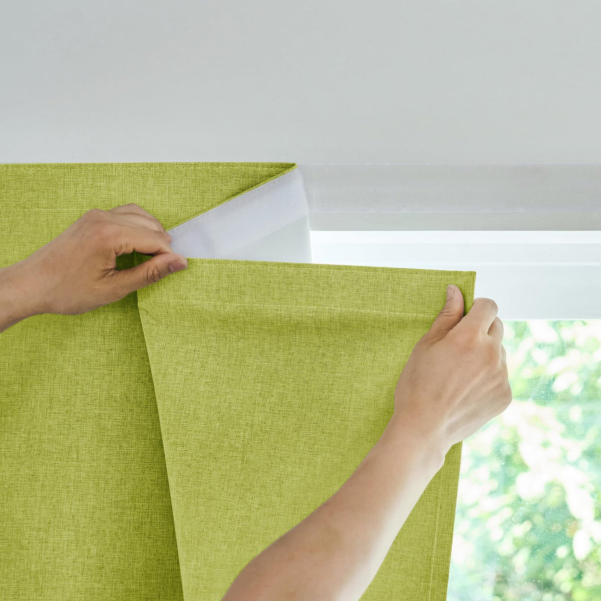 Jilron Adhesive Curtain,100% Blackout Curtains, No Drilling, Suitable for Multi-Scenes Privacy Protection (Black - W35 × L60 in)