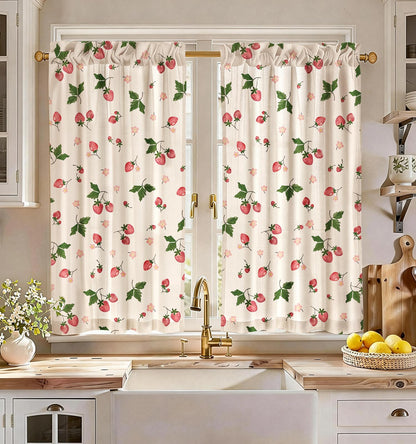 Miss Adola 36 Inch Length Kitchen Tier Curtains Pumpkin Leaf Cafe Curtains