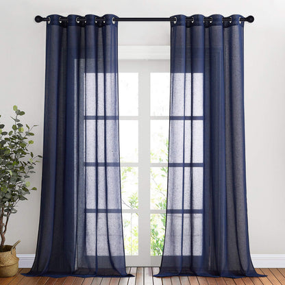 NICETOWN Semi Sheer Linen Ivory Curtains for Bedroom, W52xL84, 2 Panels