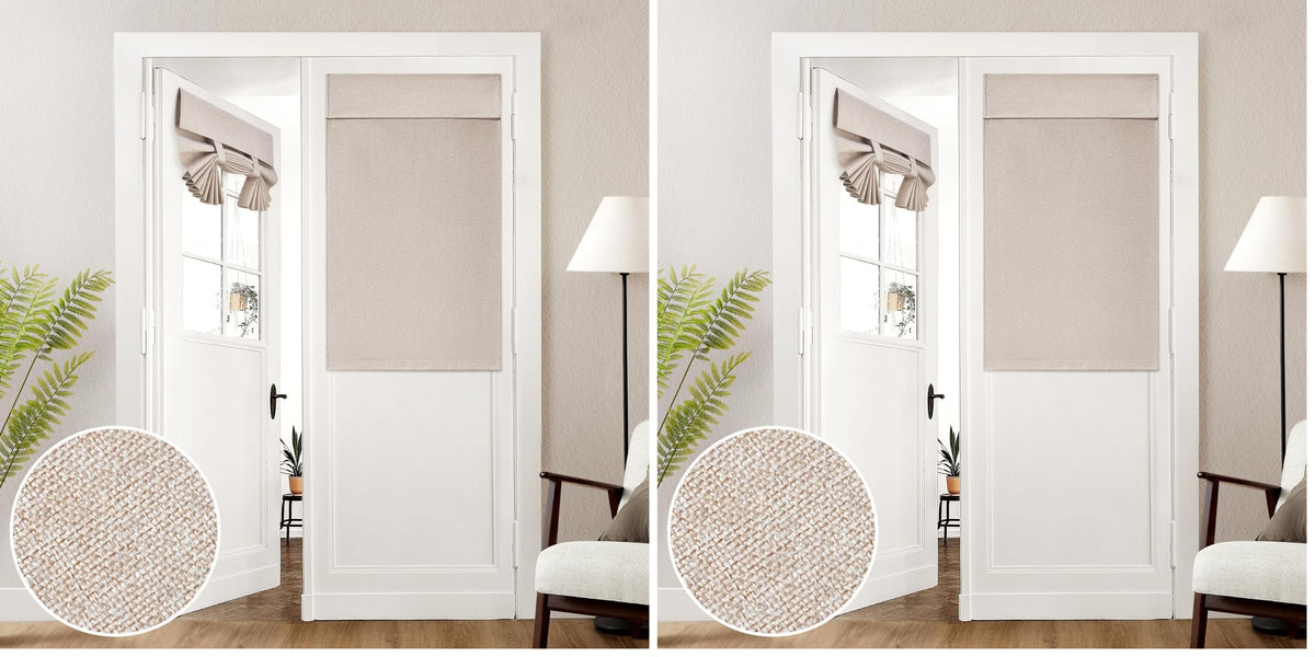HOMEIDEAS 100% Blackout Linen Door Curtains for French Door 26x68 Inch