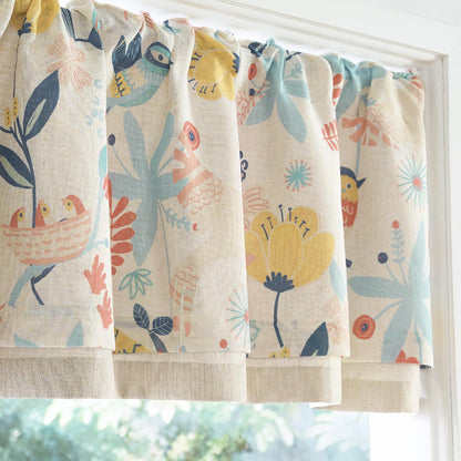 jinchan Linen Valance Curtain Farmhouse 16 Inch 1 Panel Blue on Beige