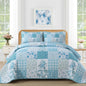 Mybedsoul Boho Quilts Queen Size, Patchwork Floral Bedding Set, Blue