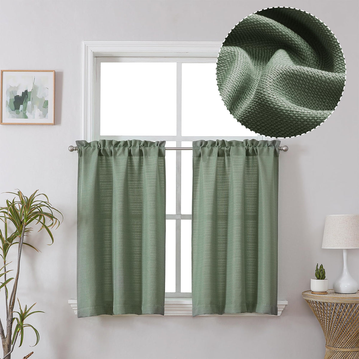 Chyhomenyc 2 Panels White Kitchen Curtains 36 Inch Length Tier Curtain
