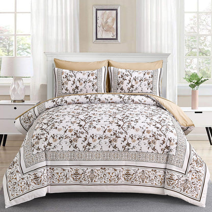 Dobuyly Floral Queen Comforter Set, 7 Piece Bed in a Bag Queen Size Blue Flowers on White Botanical Bedding Set, Soft Microfiber Bedding Comforter Sets with Sheets for All Season