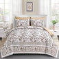 Dobuyly Floral Queen Comforter Set, 7 Piece Bed in a Bag Queen Size Blue Flowers on White Botanical Bedding Set, Soft Microfiber Bedding Comforter Sets with Sheets for All Season