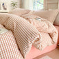 LifeTB Queen Comforter Set Fluffy Plaid Checkered Pattern Modern Style Geometric Comforter with 2 Pillow Shams Grid Plaid Bedding Comforter for Boys Men All Season Queen Size Bed Comforter Set