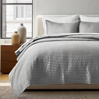 EVERGRACEHOME Cotton Sateen Quilt Set, Queen Size, Olive Green