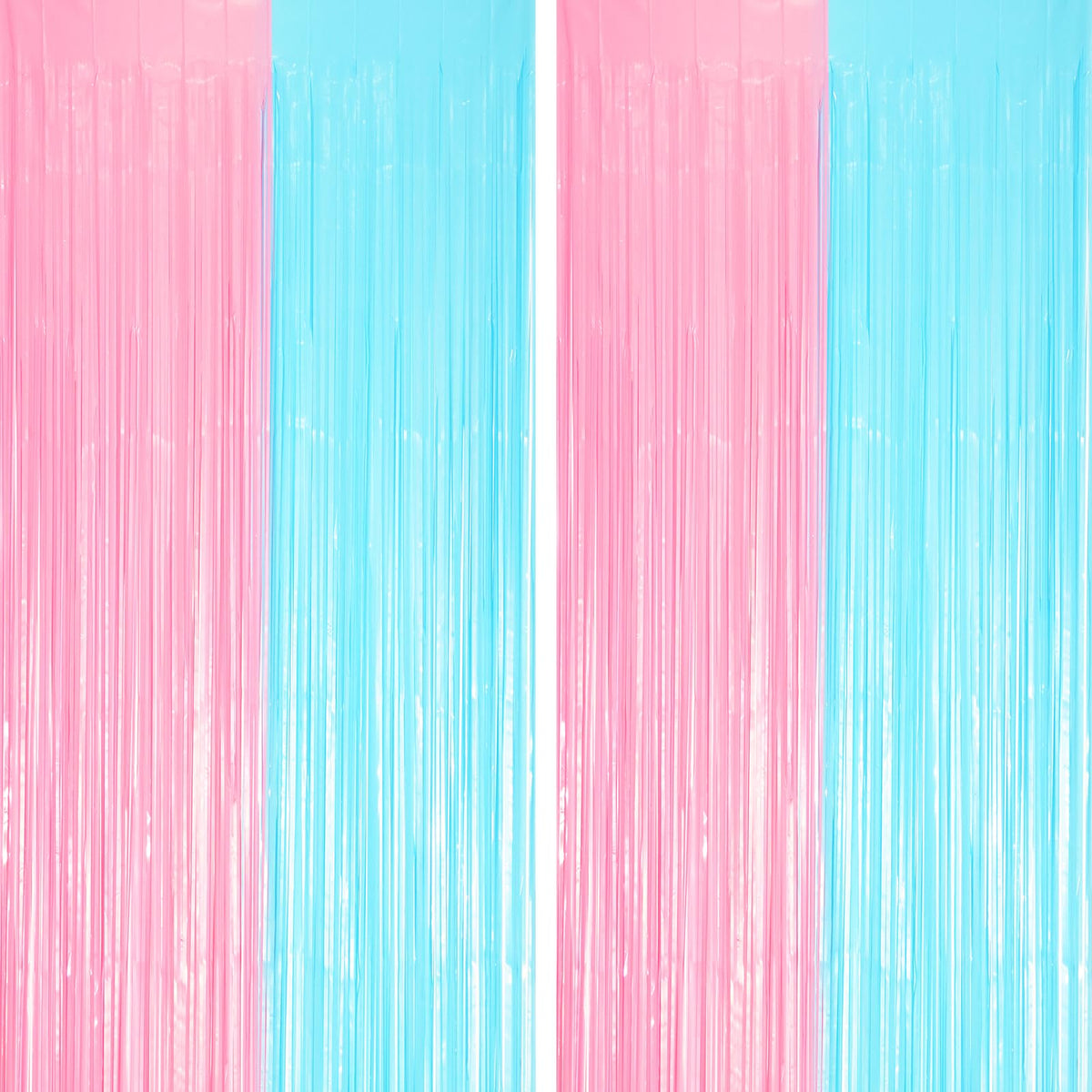 Voircoloria Laser Pink Foil Fringe Backdrop Curtains,3.3x6.6ft, 2 Pack