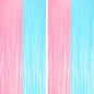 Voircoloria Laser Pink Foil Fringe Backdrop Curtains,3.3x6.6ft, 2 Pack