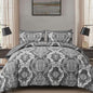 WONGS BEDDING Black Comforter Set Queen Size, Gold Damask Texture 7 Pieces Bed in a Bag Microfiber Comforter Bedding Sets -1 Comforter, 1 Flat Sheet, 1 Fitted Sheet, 2 Pillow Shams, 2 Pillowcases