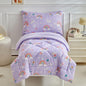 DuShow Floral 4 Piece Girls Toddler Bed Comforter Set Pink Flower Reversible Toddler Bedding Set Soft Baby Crib Bed Sheets Set in a Bag | Include Quilt Comforter,Flat Sheet,Fitted Sheet,Pillowcase