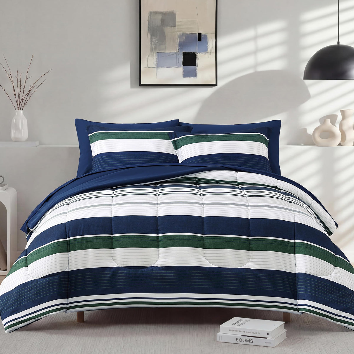 Monbix Full Size Comforter Sets - 7 Pieces Bed in a Bag Full Bedding Set