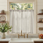 jinchan Linen Striped Tier Curtains for Kitchen Windows Green 26 x 24 inch