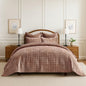 RECYCO Channel Box Stitch Velvet Quilt Set, King Size, Beige