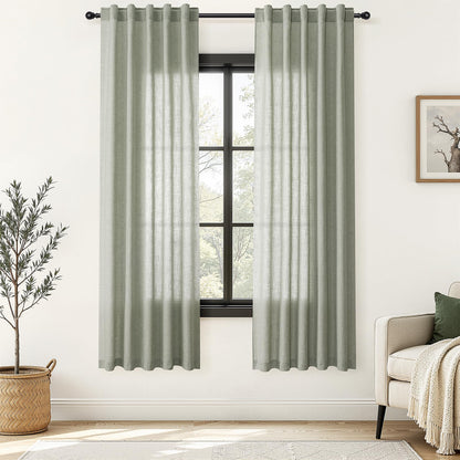 Nanspring Linen Kitchen Window Curtains Over Sink for Cafe 36x36 Inch Cream