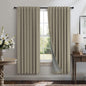 100% Blackout Curtains 84 Inch Length 2 Panels Set Neutral Boho Linen Farmhouse for Bedroom Windows Living Room Darkening Thermal Insulated Drapes Natural Cream Ivory 7ft Long Back Tab Pleated Pocket